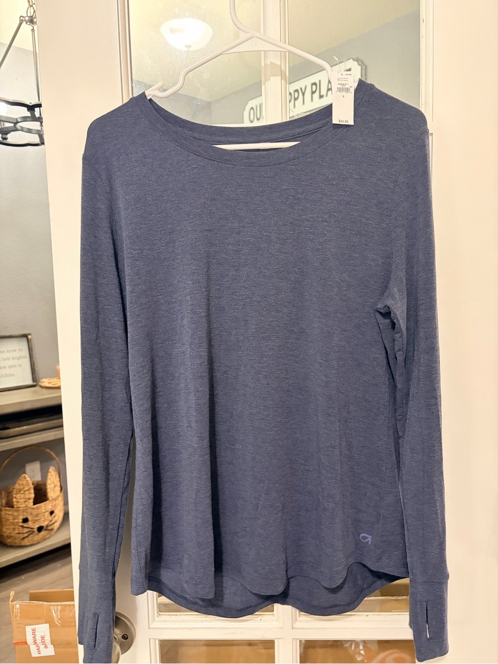 GAP Navy Heather Crewneck Long Sleeve Top